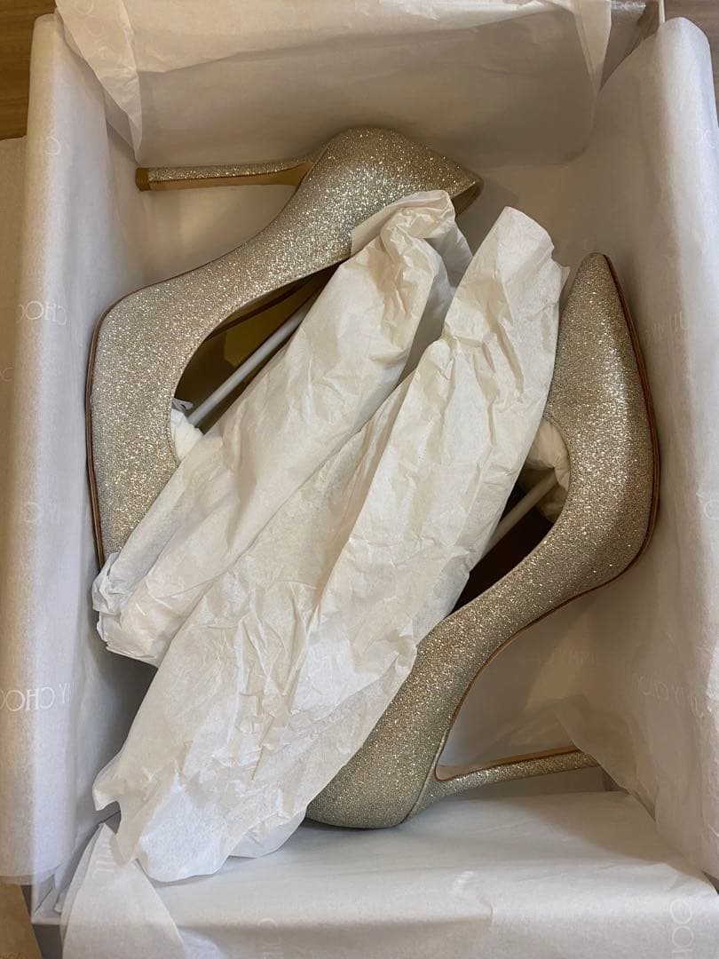 【値下げしました】JIMMY CHOO Romy100 Platinum Ice