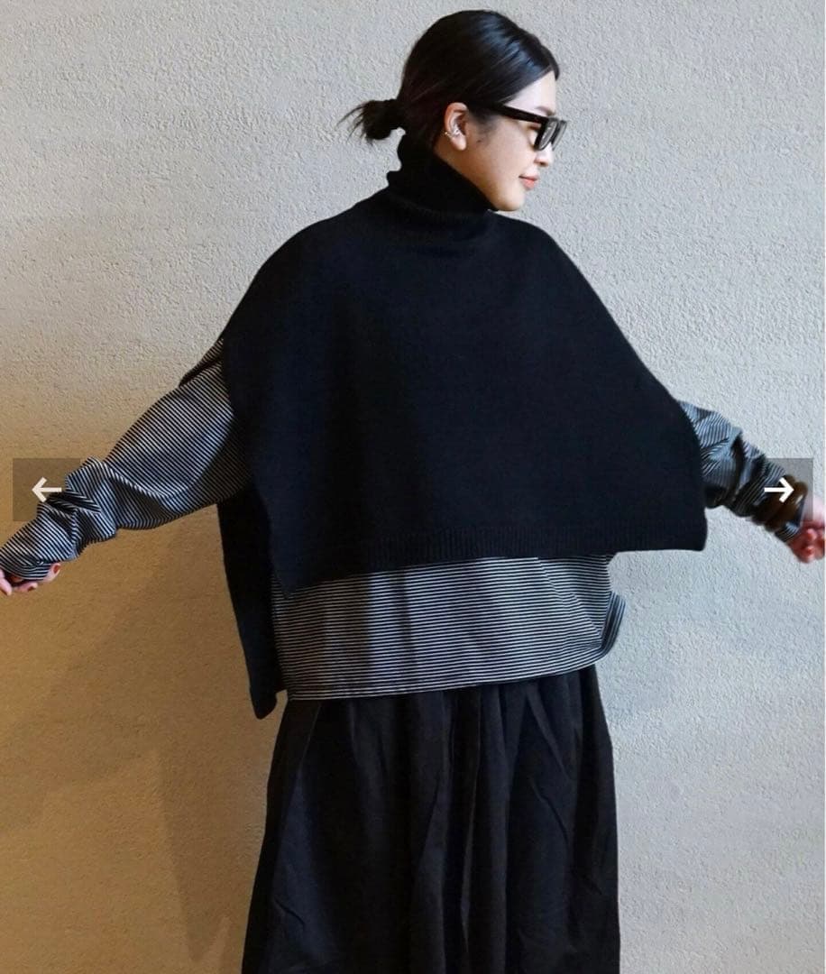 ジャーナルスタンダードラックス ライトジャージー タートルポンチョ 黒