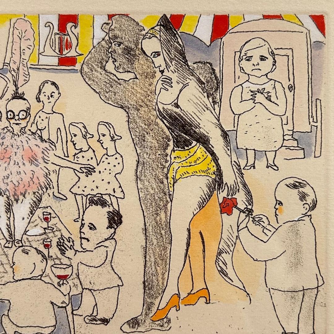 美品 山本容子「フリークス1」銅版画+手彩色 直筆サイン入り 1998年作 限定