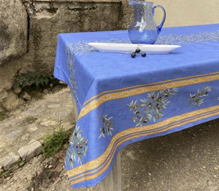 新品 プロヴァンス オリーブ柄 テーブルクロス ブルー 250×160 撥水加工