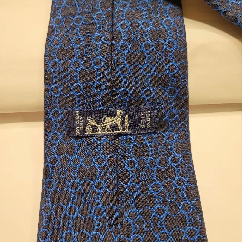 未使用 HERMES エルメス ネクタイ ブルー系