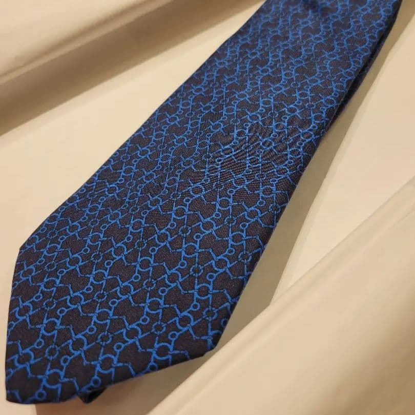 未使用 HERMES エルメス ネクタイ ブルー系