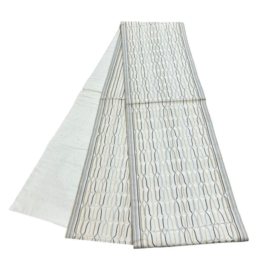 AA19美品袋帯 六通柄 金糸　ひなや工房の織り模様　洒落袋帯 正絹 着物