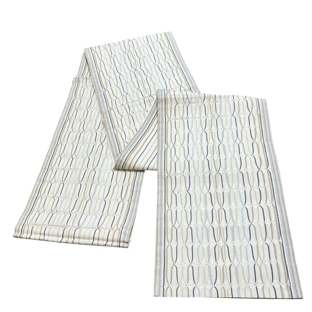 AA19美品袋帯 六通柄 金糸　ひなや工房の織り模様　洒落袋帯 正絹 着物