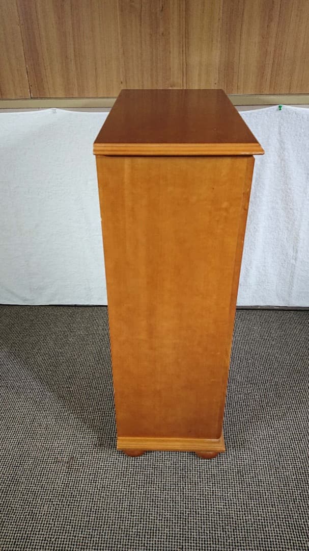 イタリア製 チェスト 5段 丸脚 象嵌 引き出し 棚 タンス アンティーク調