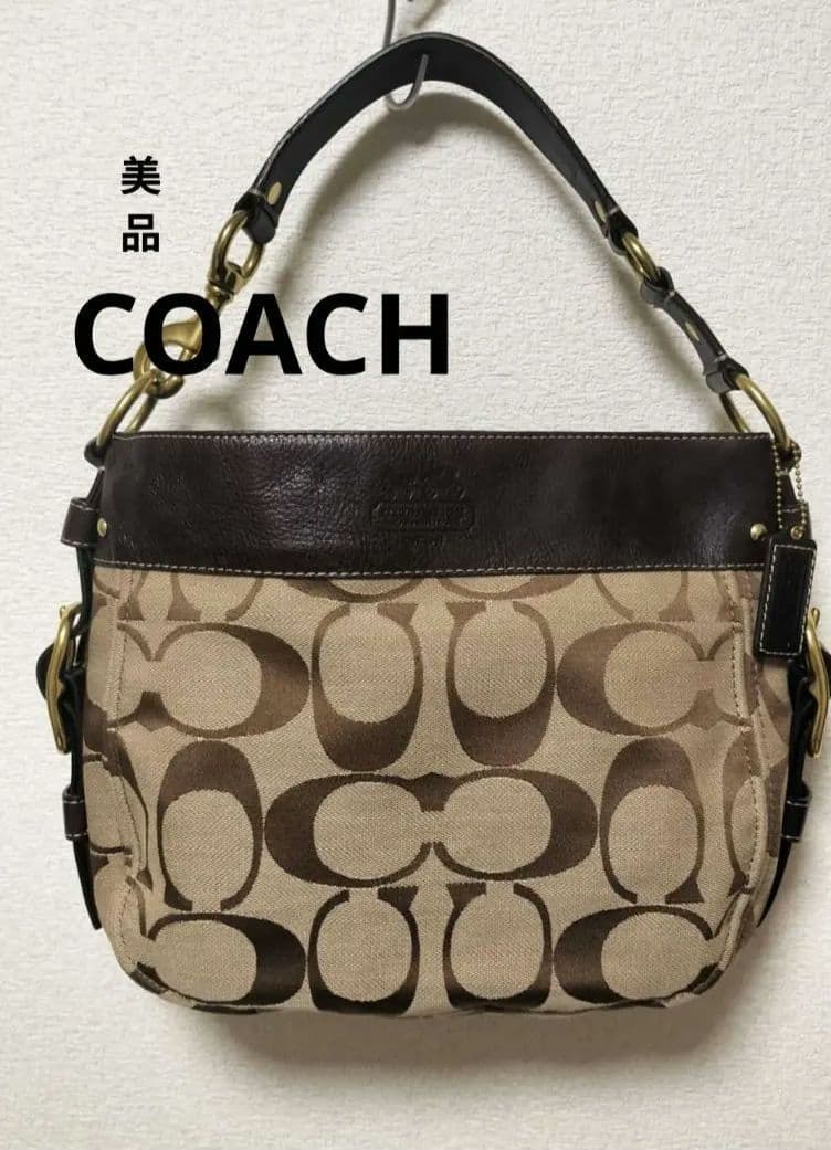 美品 COACH コーチ ショルダーバッグ ベージュ/ブラウン