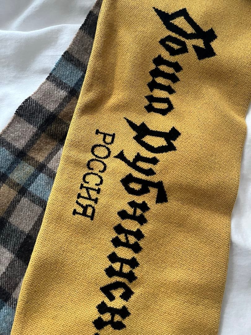 小物 gosha rubchinskiy MIX CHECK SCARF YELLOW