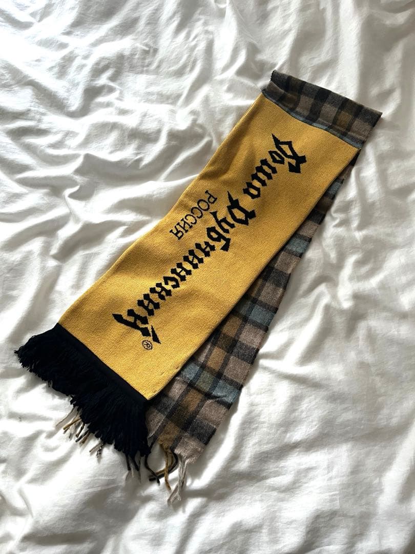小物 gosha rubchinskiy MIX CHECK SCARF YELLOW
