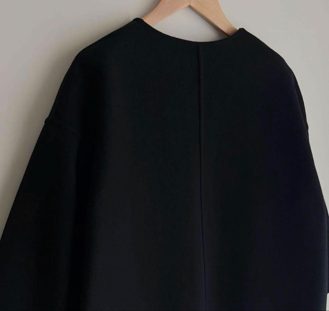 【美品】DRAWER ケヌキファーポケットノーカラーコート　ブラック　34