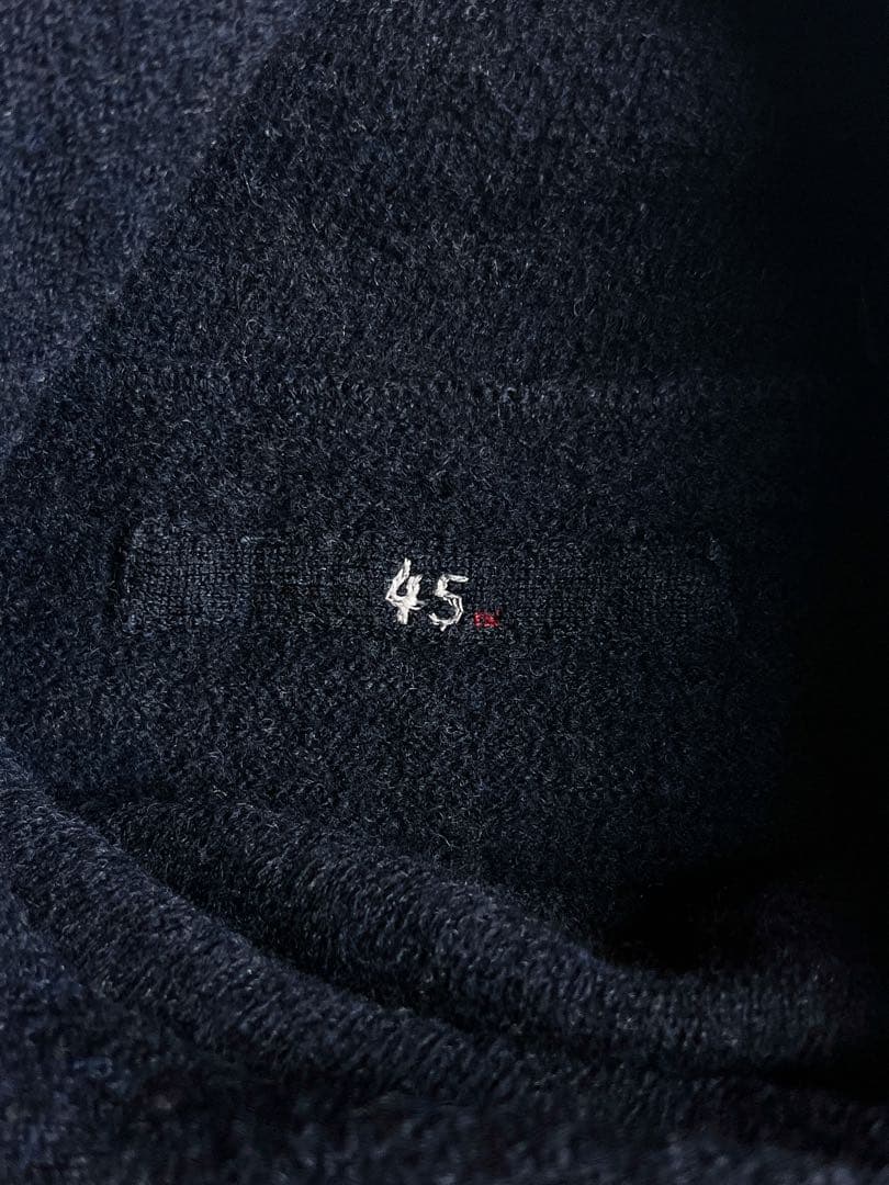 【45R】45rpm 毛100% ハイネックインディゴニットワンピース ポケット