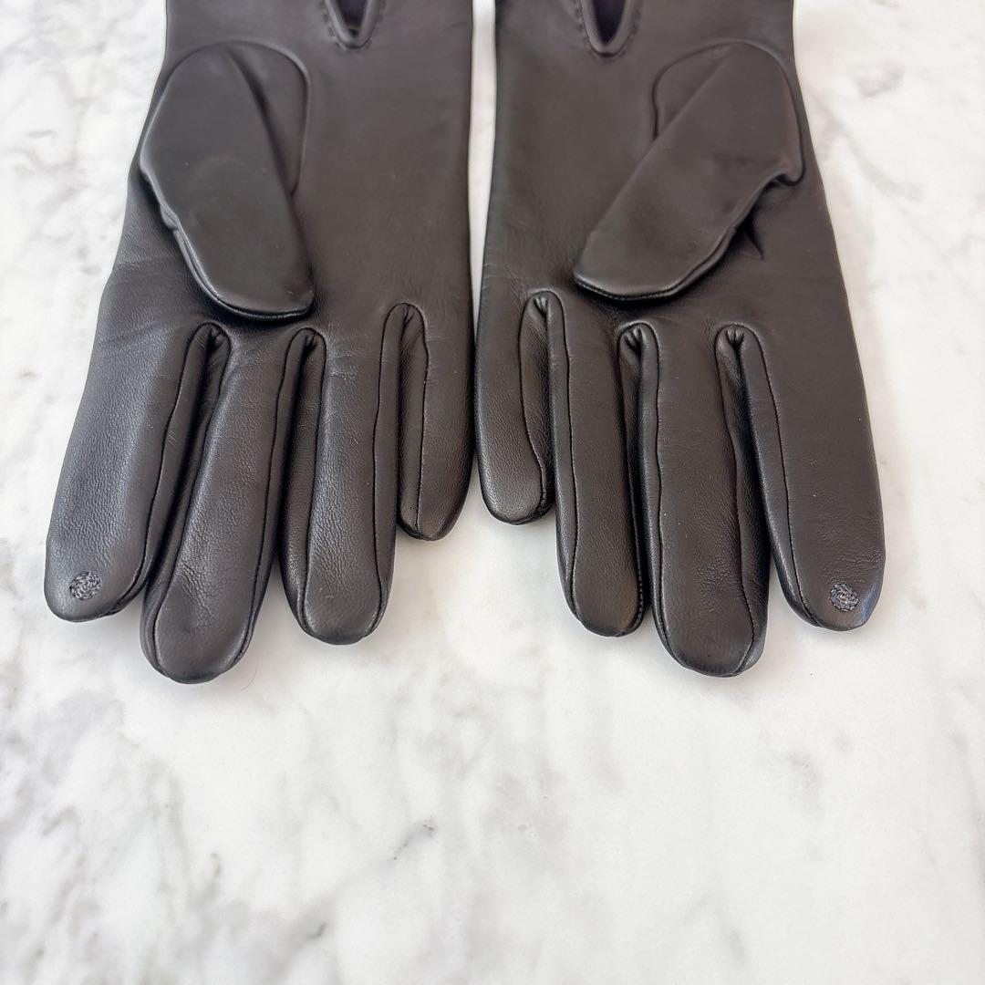 極美品　エルメスレザー手袋　SOYA ソヤ　ゴールドケリー金具　7.5
