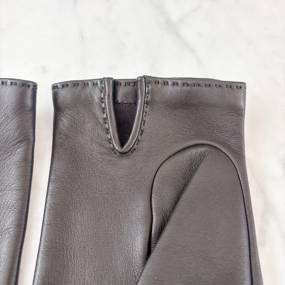 極美品　エルメスレザー手袋　SOYA ソヤ　ゴールドケリー金具　7.5