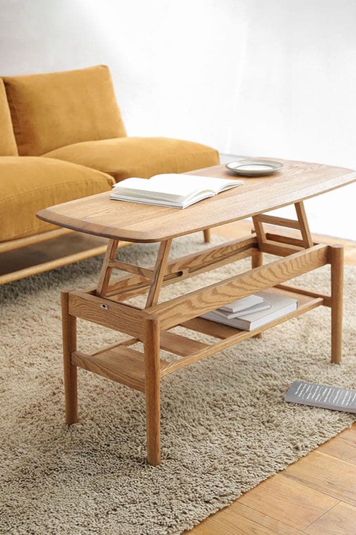 【週末限定値下】MOMO Natural 昇降可能な無垢材ローテーブル