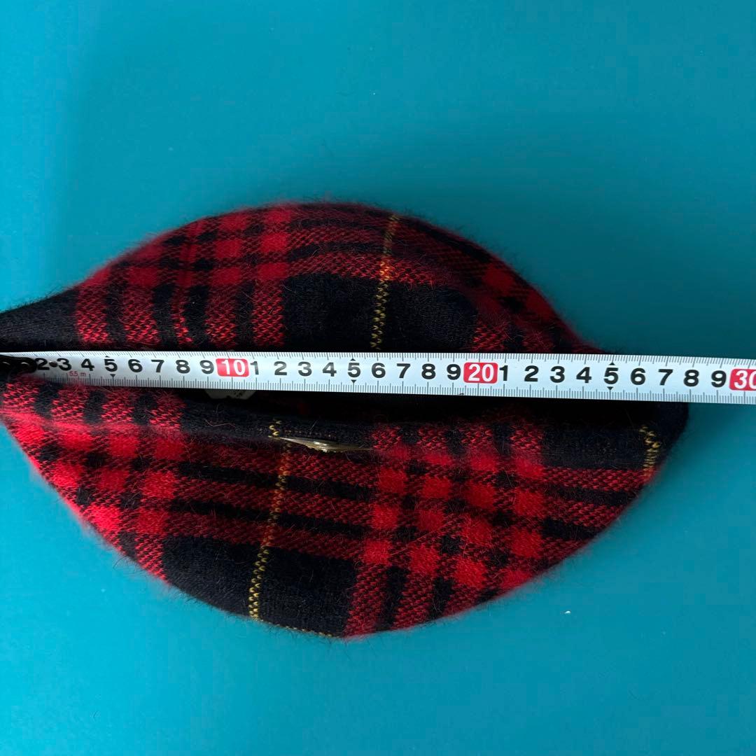 ヴィヴィアンウエストウッド　赤と黒のチェック アンゴラベレー帽　A13