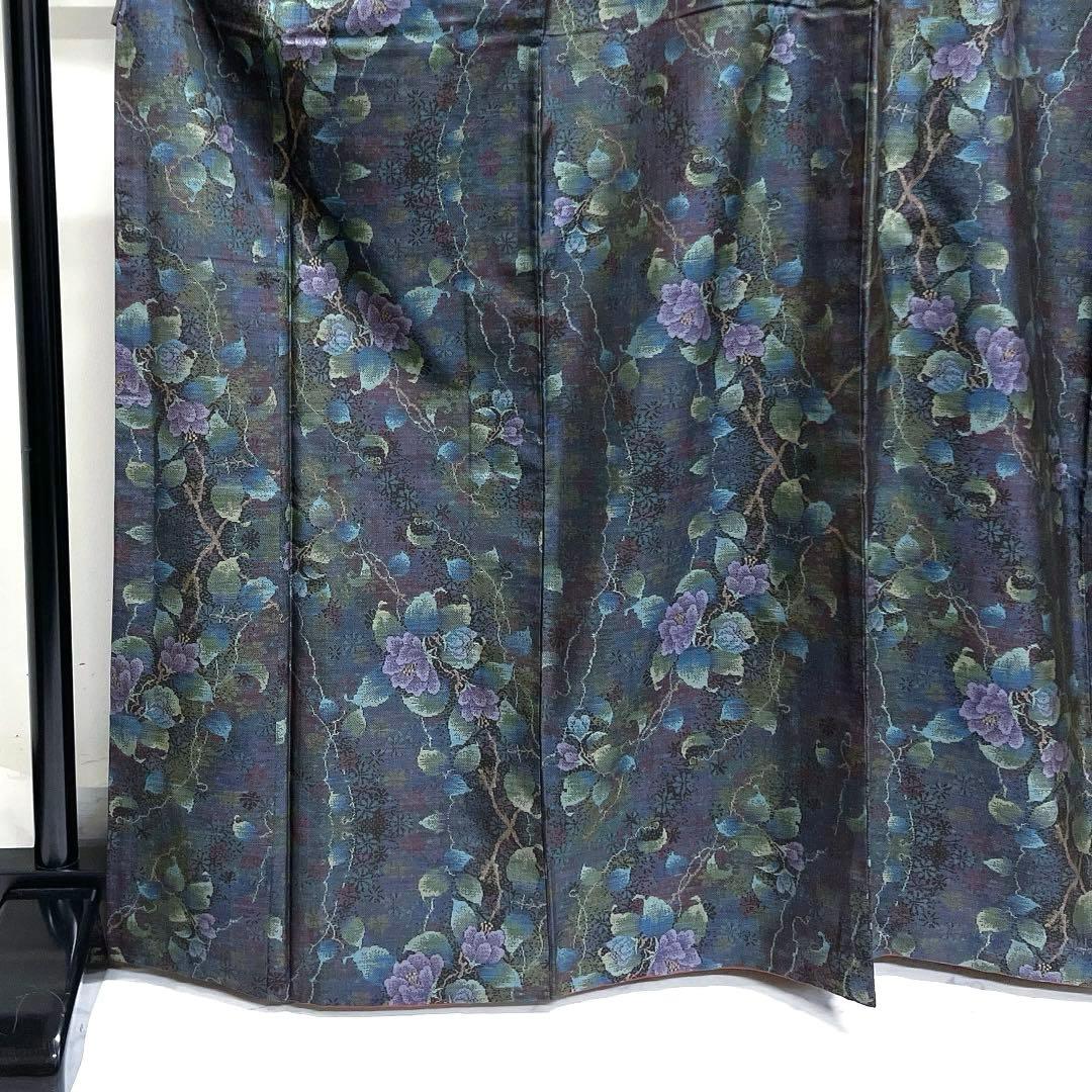 小紋　大島紬　花模様　蔓　グラデーション　着物　034k