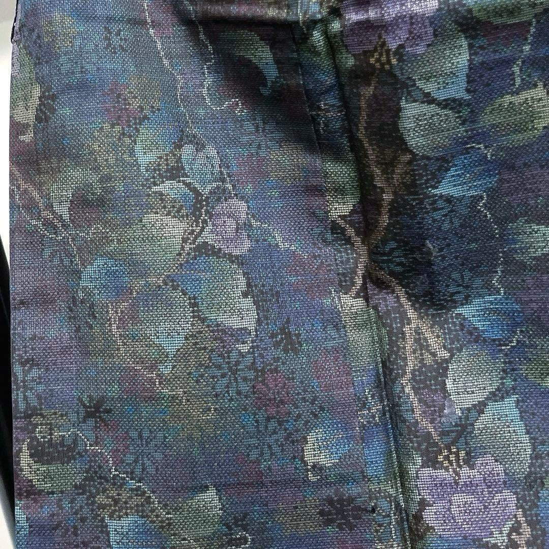 小紋　大島紬　花模様　蔓　グラデーション　着物　034k