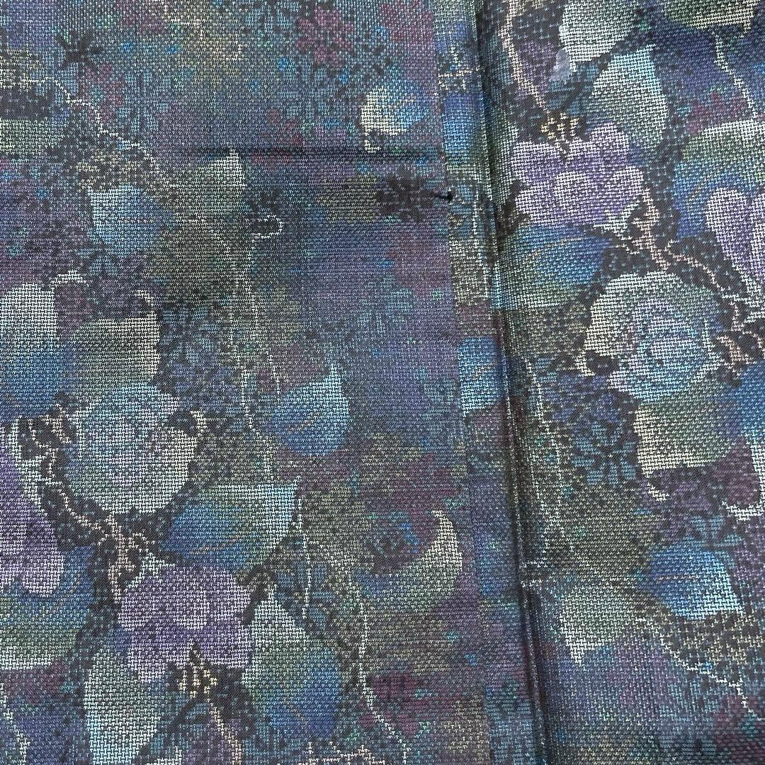 小紋　大島紬　花模様　蔓　グラデーション　着物　034k