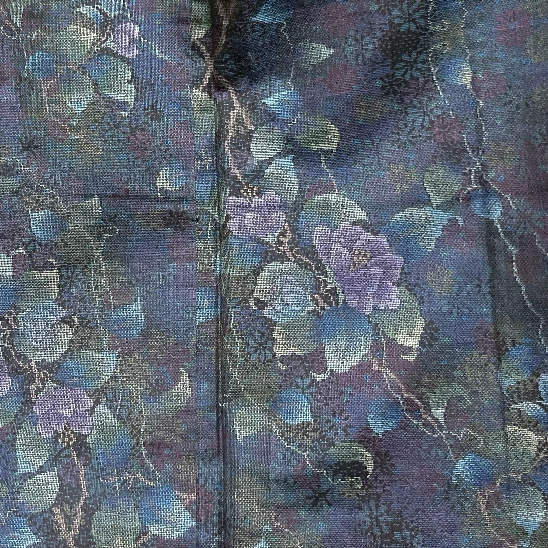 小紋　大島紬　花模様　蔓　グラデーション　着物　034k