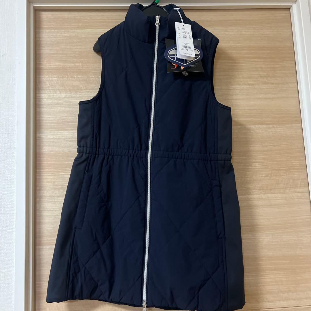 FIDRA ネイビー キルティング ベスト ハイネック