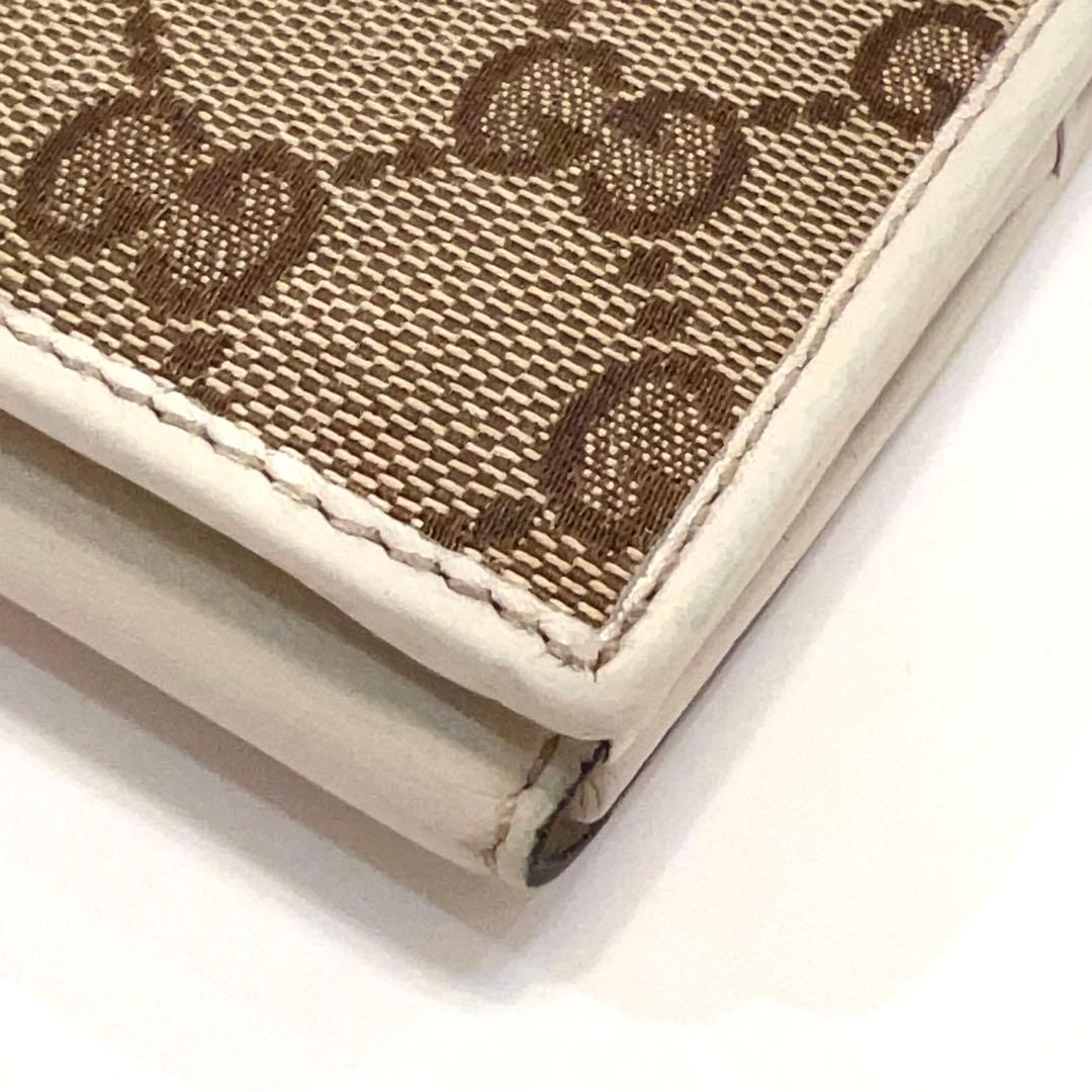 グッチ 長財布 GGキャンバス GG柄 ジャガード ハート ゴールド金具 白色