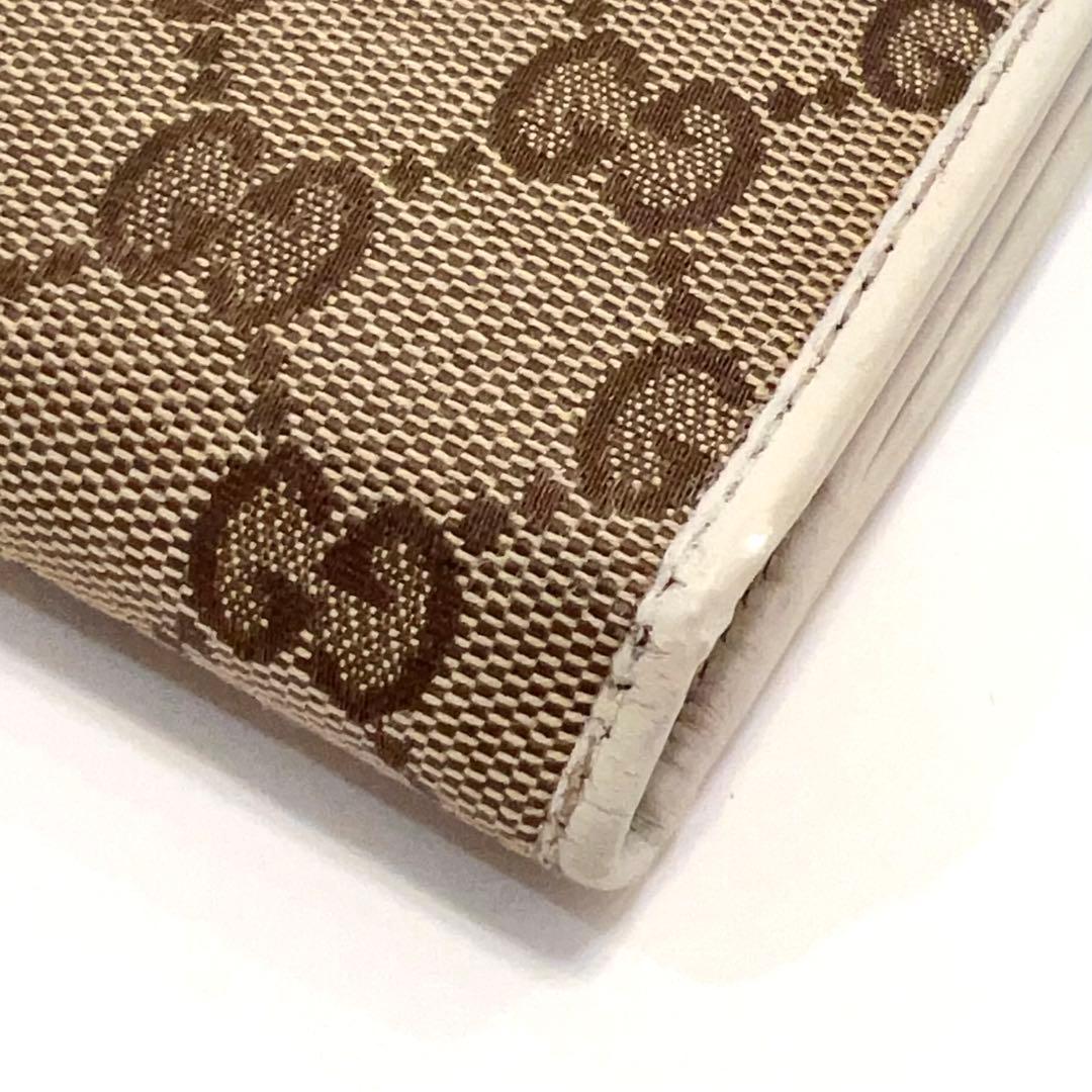 グッチ 長財布 GGキャンバス GG柄 ジャガード ハート ゴールド金具 白色