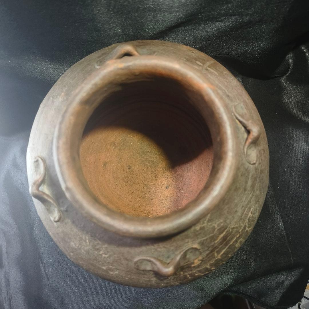 古備前 四耳壺 窯記し 素焼 在銘 桃山時代 古美術品 置物 コレクター放出美品