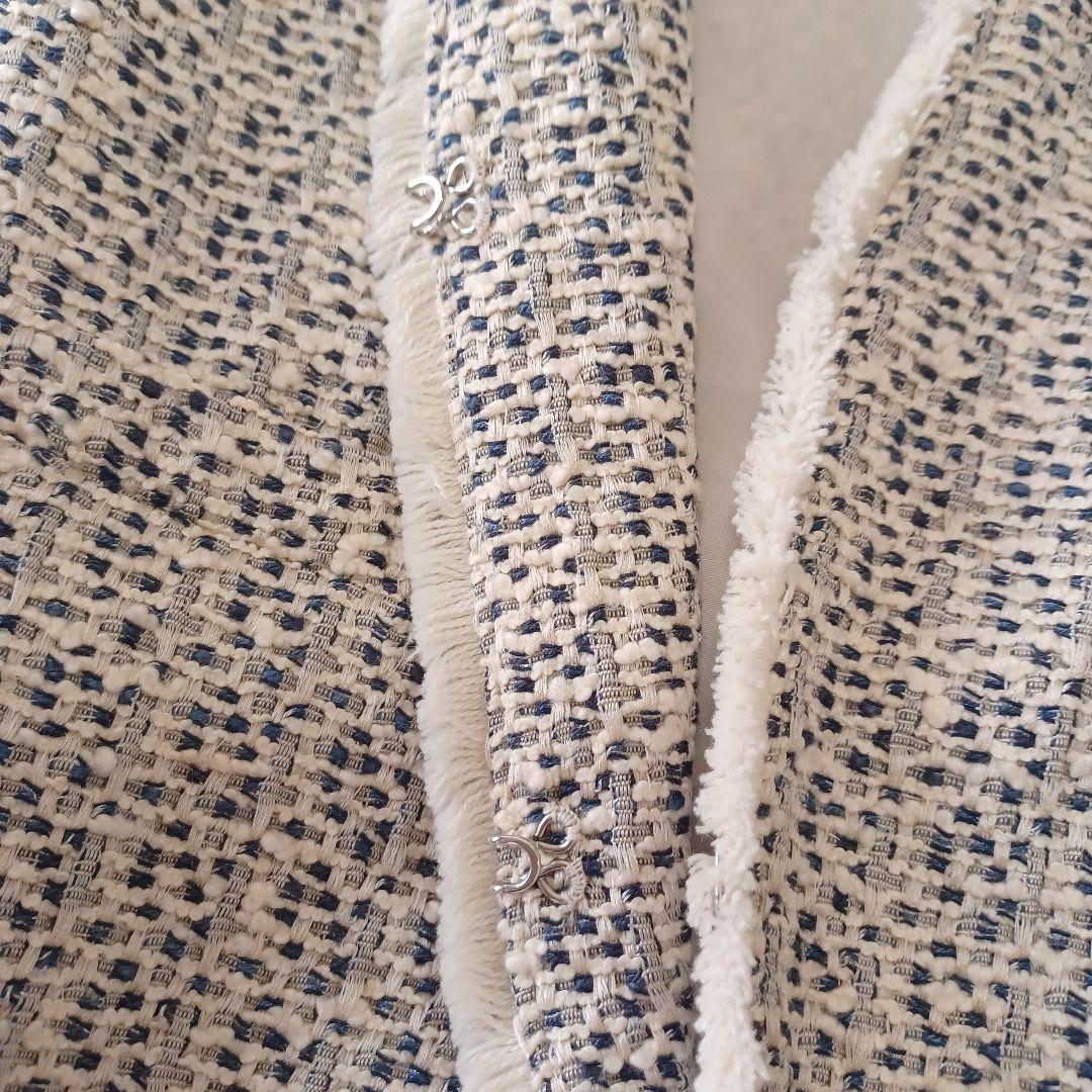 ノーブル　ノーカラーツイードジャケット　フリンジ　卒業式　入学式　綺麗め