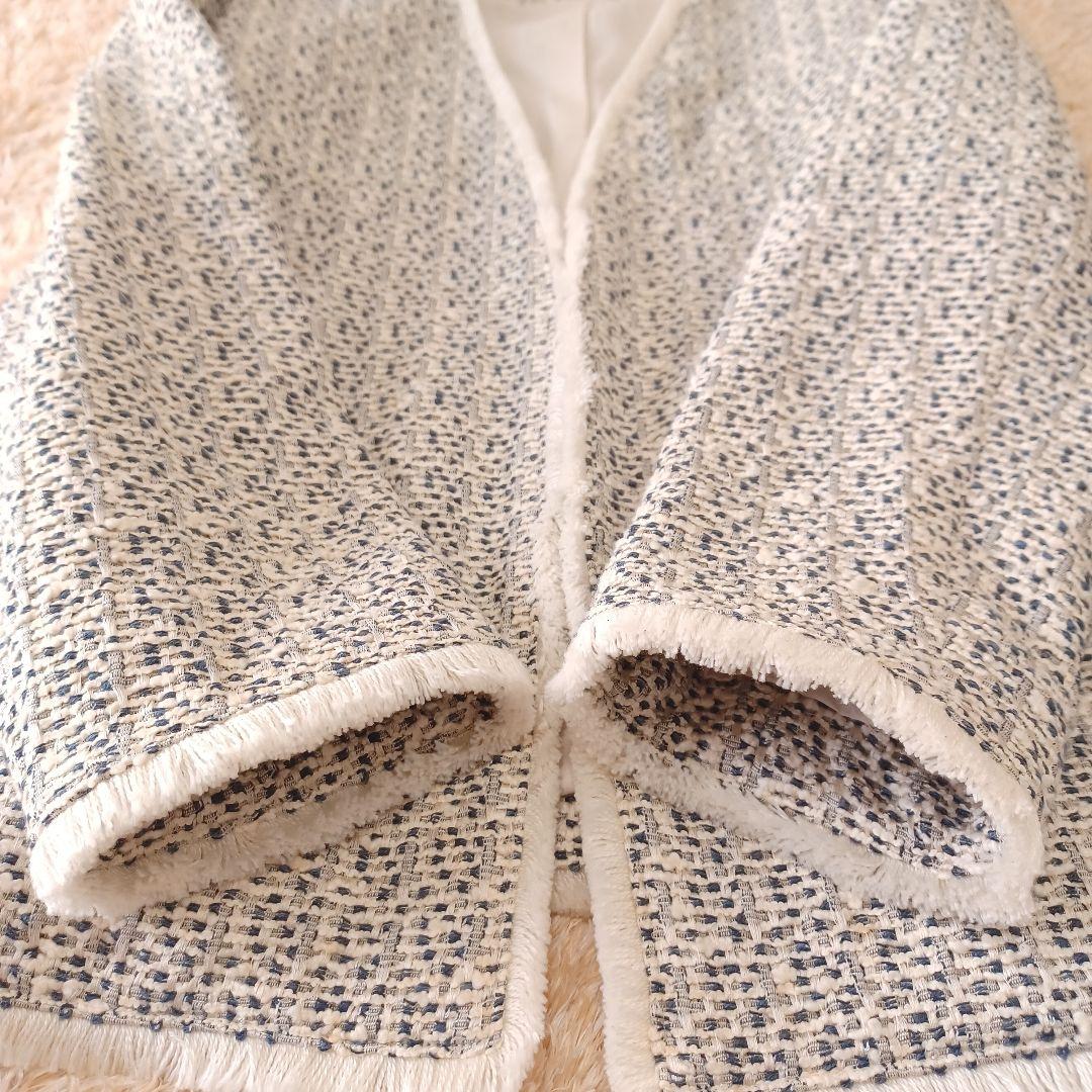 ノーブル　ノーカラーツイードジャケット　フリンジ　卒業式　入学式　綺麗め