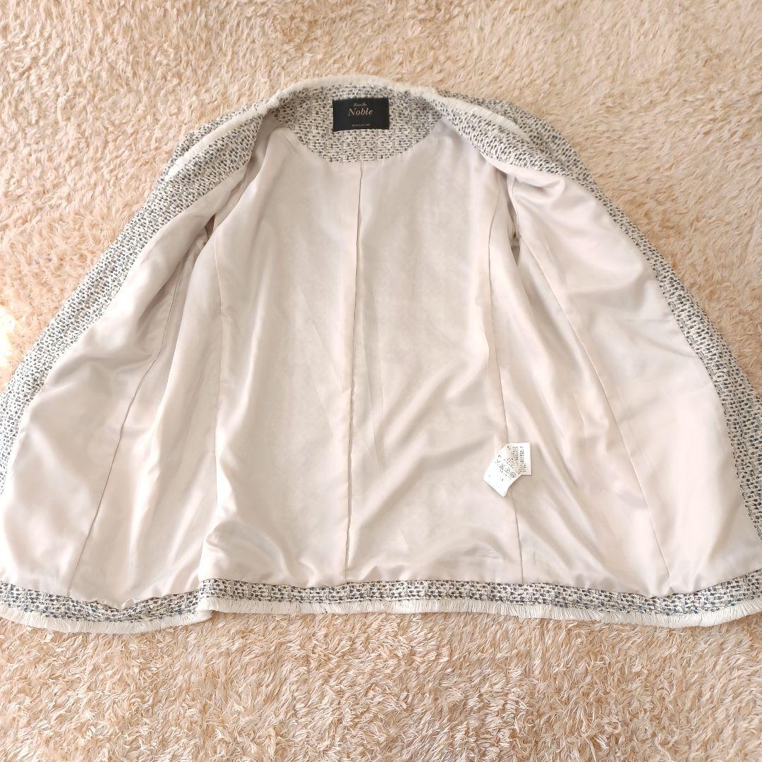 ノーブル　ノーカラーツイードジャケット　フリンジ　卒業式　入学式　綺麗め