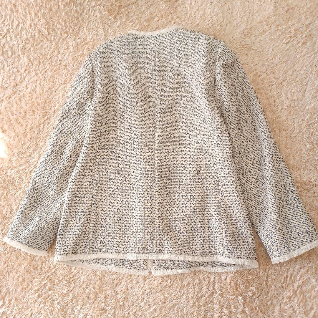 ノーブル　ノーカラーツイードジャケット　フリンジ　卒業式　入学式　綺麗め
