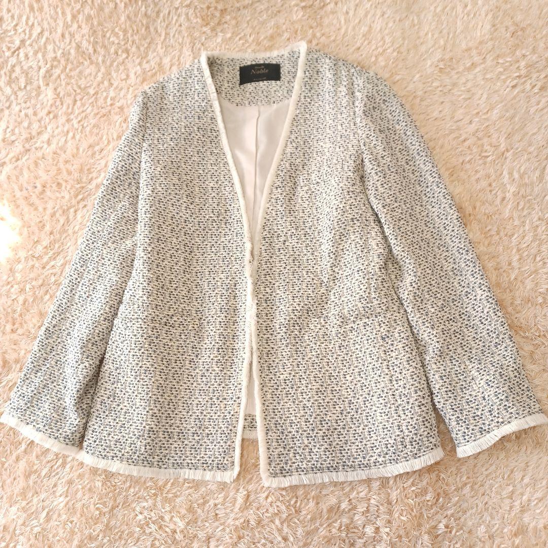 ノーブル　ノーカラーツイードジャケット　フリンジ　卒業式　入学式　綺麗め