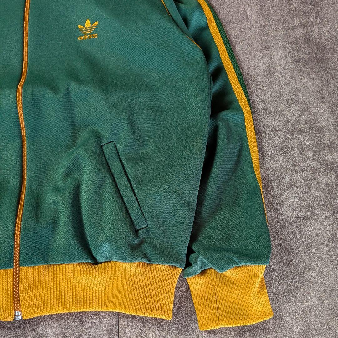 【超希少】西ドイツ80sアディダス デサント製ジャージ 緑×山吹 刺繍ビンテージ