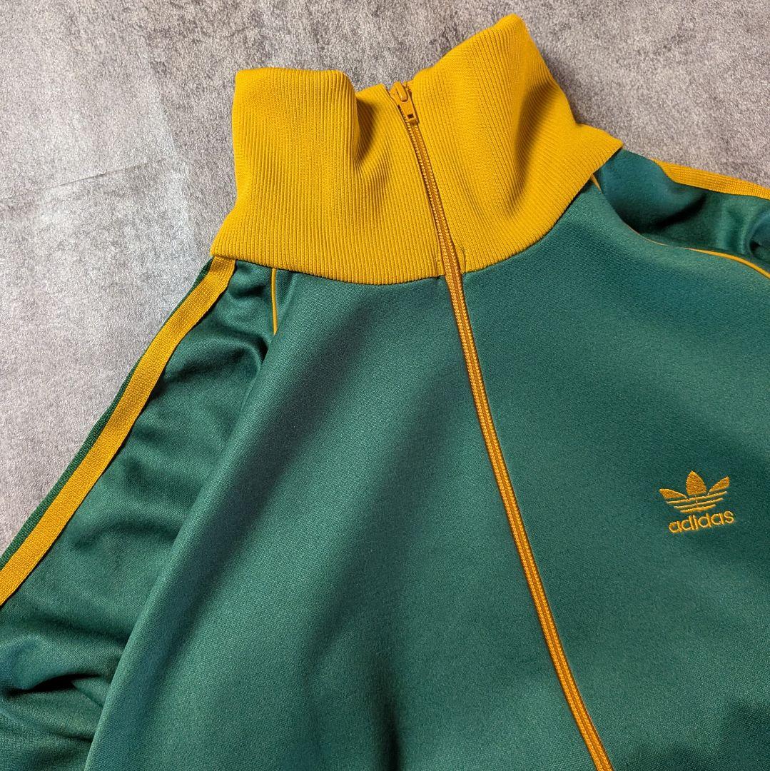 【超希少】西ドイツ80sアディダス デサント製ジャージ 緑×山吹 刺繍ビンテージ
