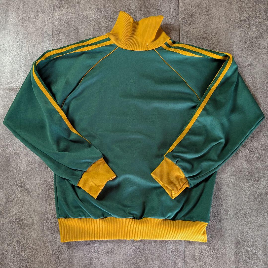 【超希少】西ドイツ80sアディダス デサント製ジャージ 緑×山吹 刺繍ビンテージ