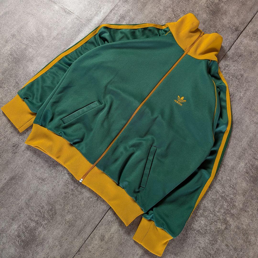 【超希少】西ドイツ80sアディダス デサント製ジャージ 緑×山吹 刺繍ビンテージ