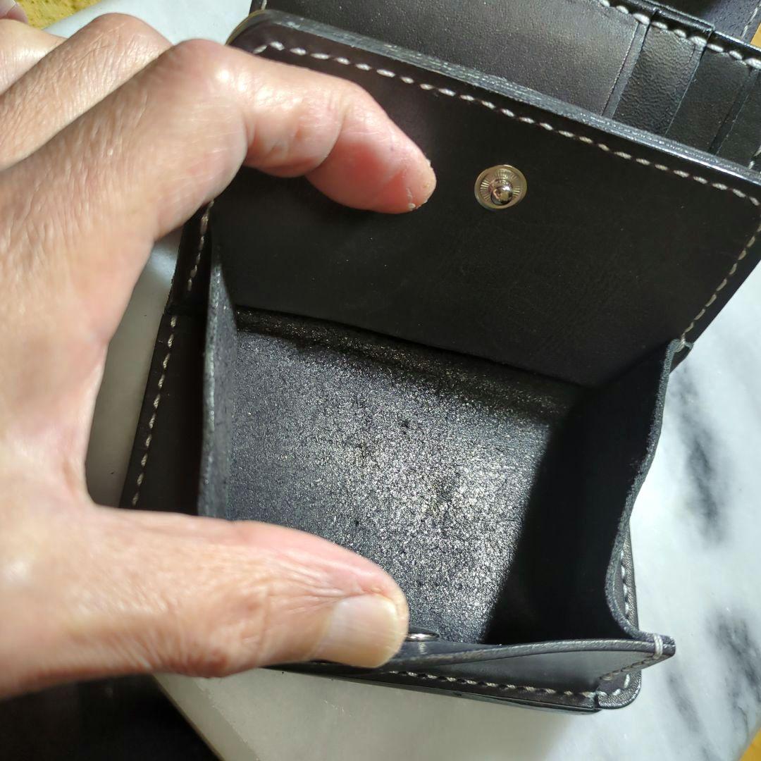 姫路ヌメ革 2つ折り財布 ハンドメイド ショートウォレット ブラック 黒 新品