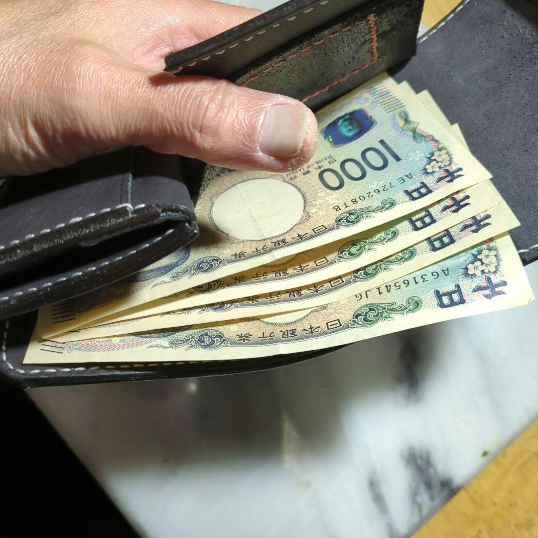 姫路ヌメ革 2つ折り財布 ハンドメイド ショートウォレット ブラック 黒 新品