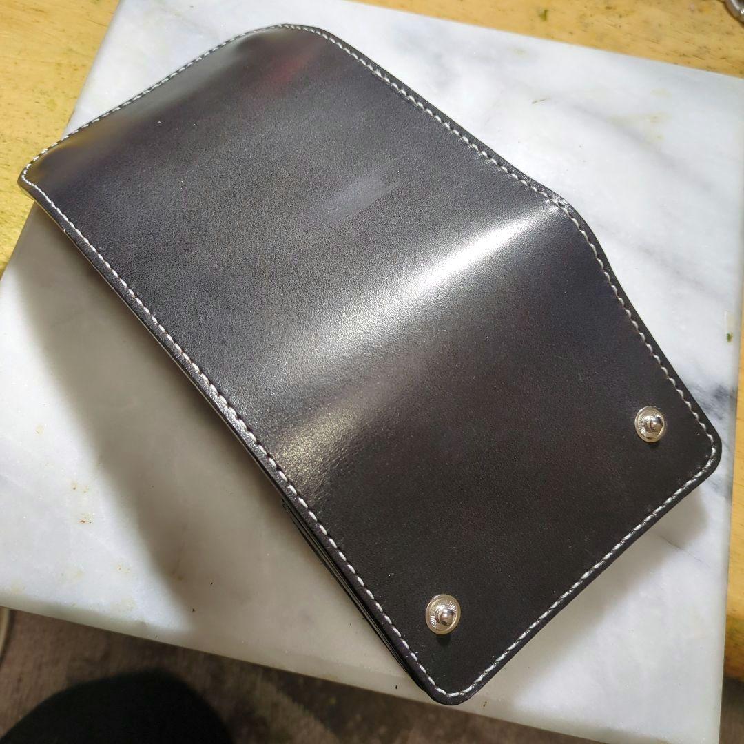 姫路ヌメ革 2つ折り財布 ハンドメイド ショートウォレット ブラック 黒 新品