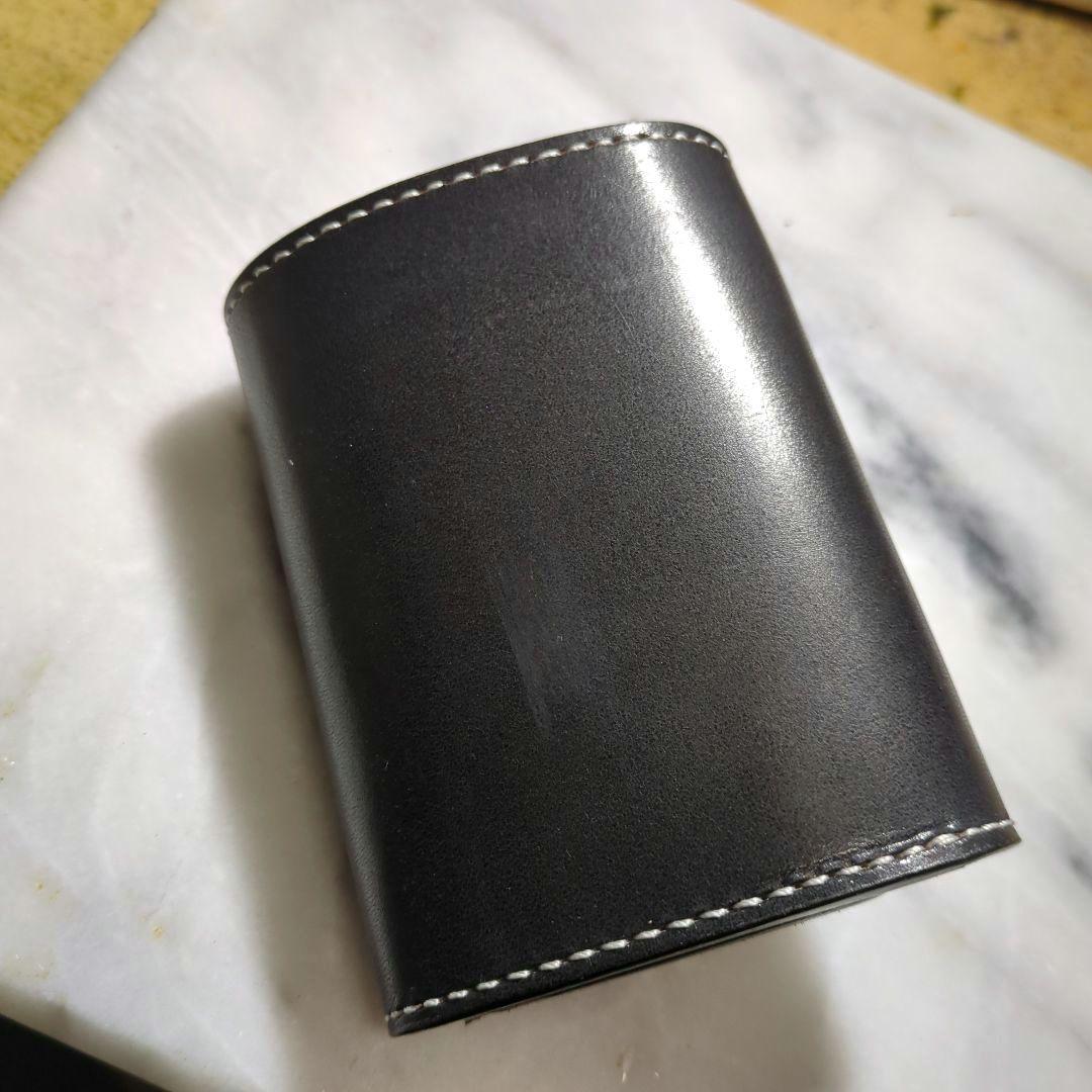 姫路ヌメ革 2つ折り財布 ハンドメイド ショートウォレット ブラック 黒 新品