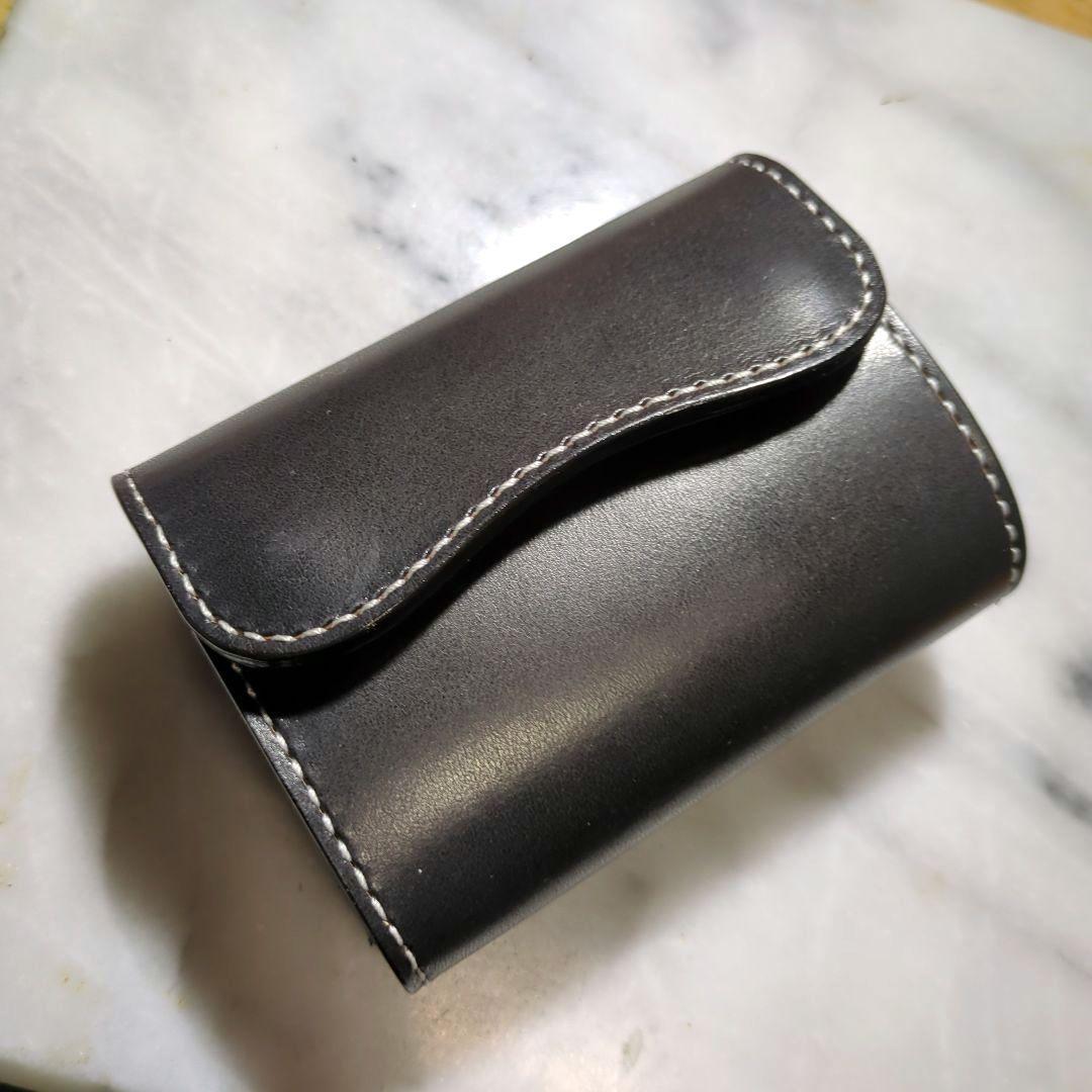 姫路ヌメ革 2つ折り財布 ハンドメイド ショートウォレット ブラック 黒 新品