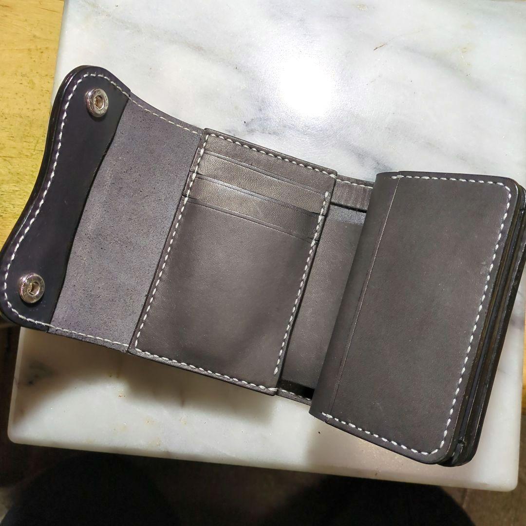 姫路ヌメ革 2つ折り財布 ハンドメイド ショートウォレット ブラック 黒 新品