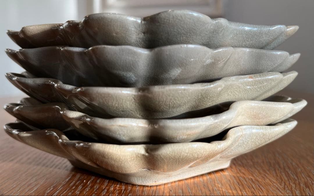 古瀬戸 御深井焼 菊皿 輪花皿 【5客】