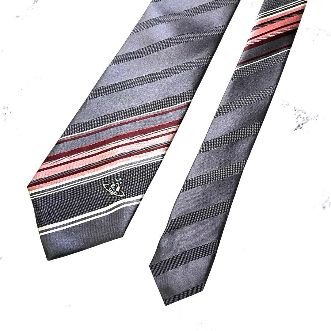 ヴィヴィアン　ウエストウッド　ネクタイ　ストライプ　オーブ　シルク