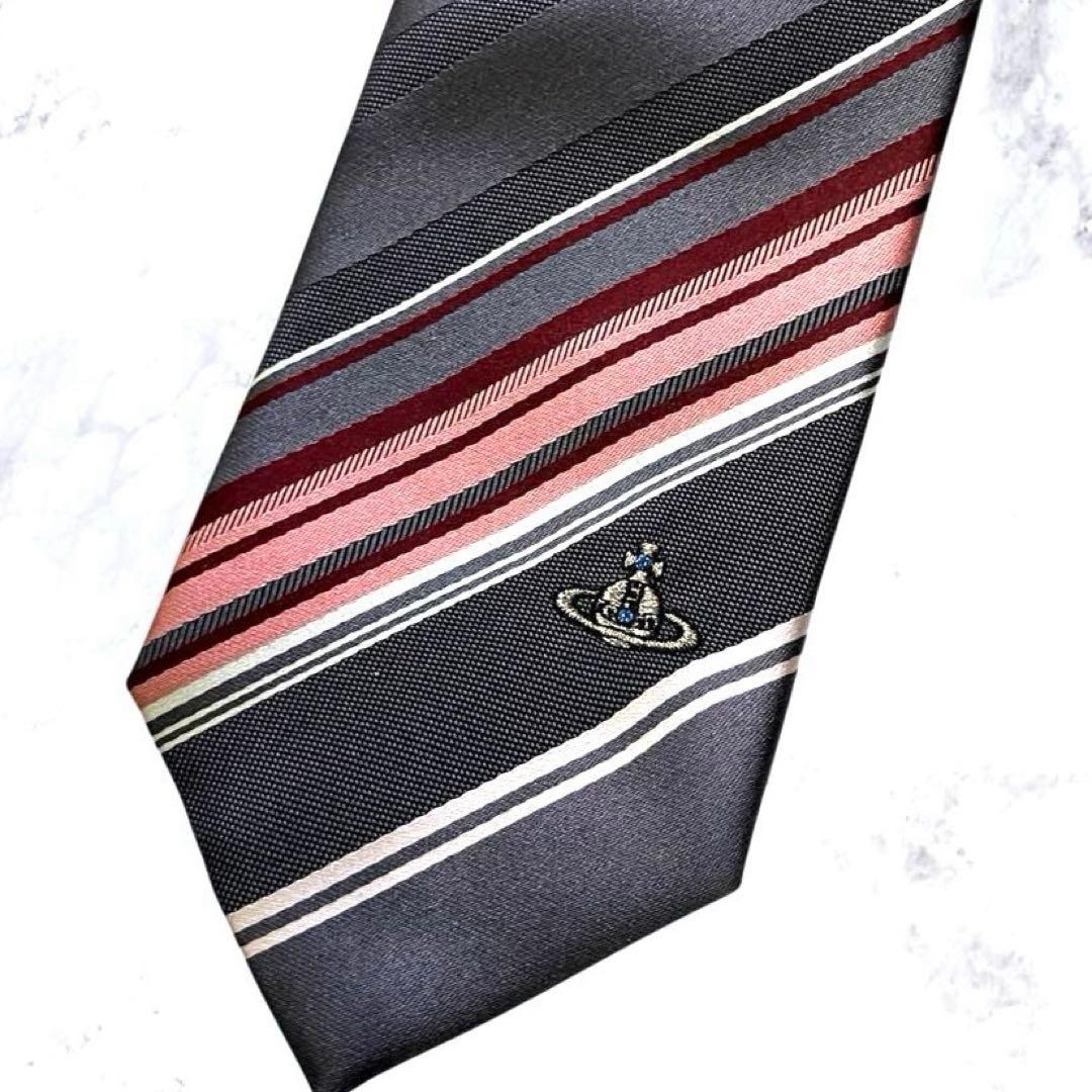 ヴィヴィアン　ウエストウッド　ネクタイ　ストライプ　オーブ　シルク