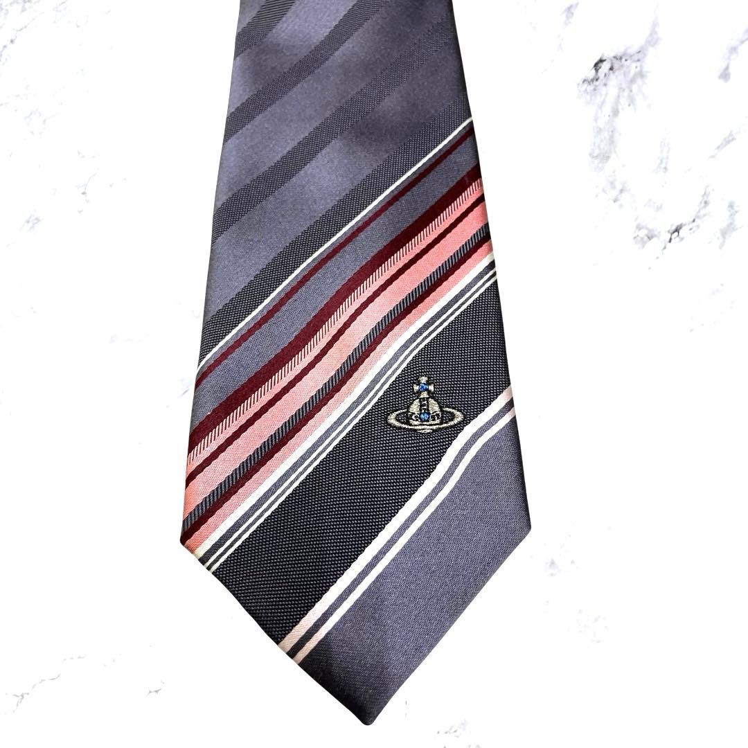 ヴィヴィアン　ウエストウッド　ネクタイ　ストライプ　オーブ　シルク