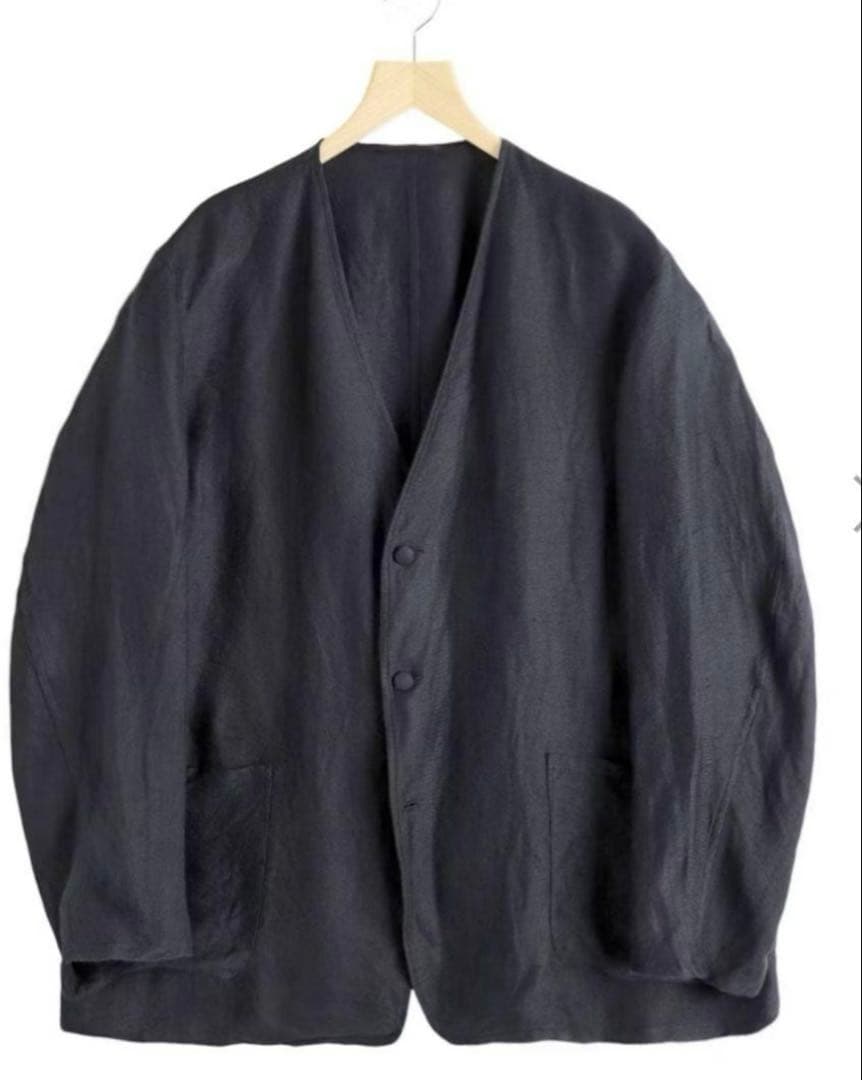size1 COMOLI 25SS リネンサテンノーカラージャケット