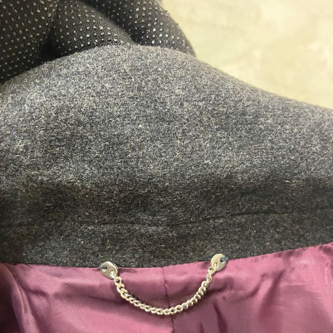 ディーゼル✨レザー切替 牛革 ウール ジップアップ 黒 チェスターコート