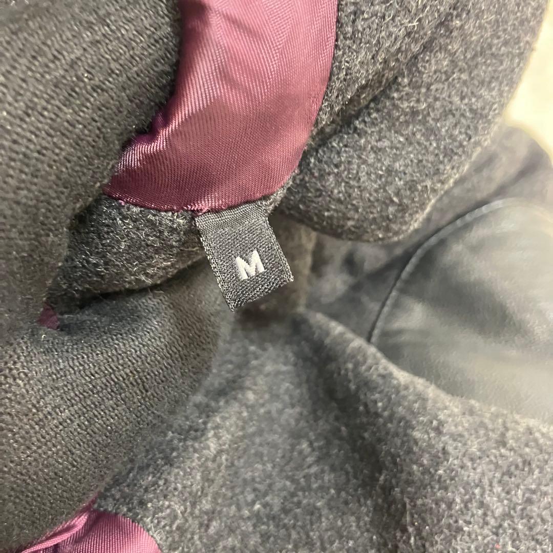 ディーゼル✨レザー切替 牛革 ウール ジップアップ 黒 チェスターコート