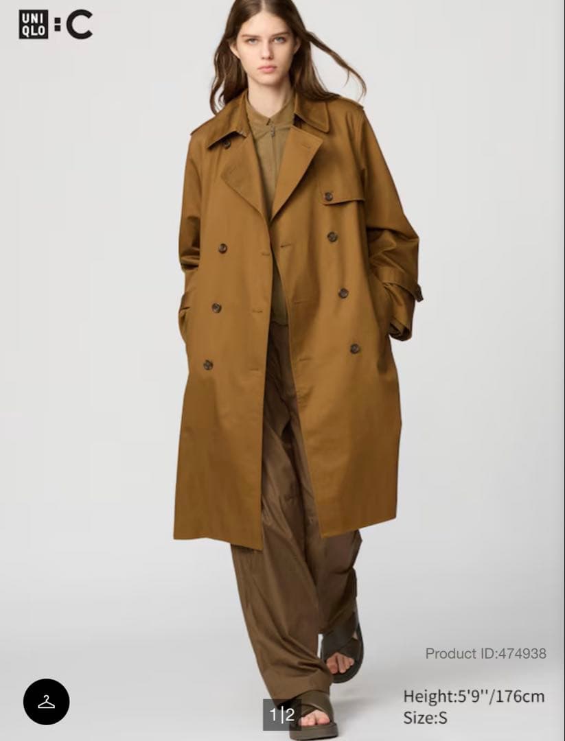 Angie　UNIQLO 定価12,900 ブラウン トレンチコート