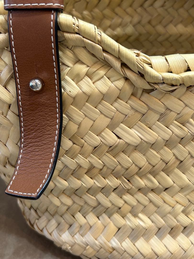 LOEWE かごバッグ ストロー レザー　スモール